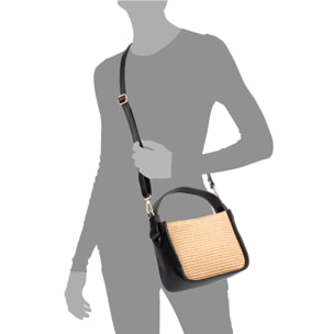 Baschi Bolso de mano Mujer. Fabricado en paja y piel auténtica Dollaro.