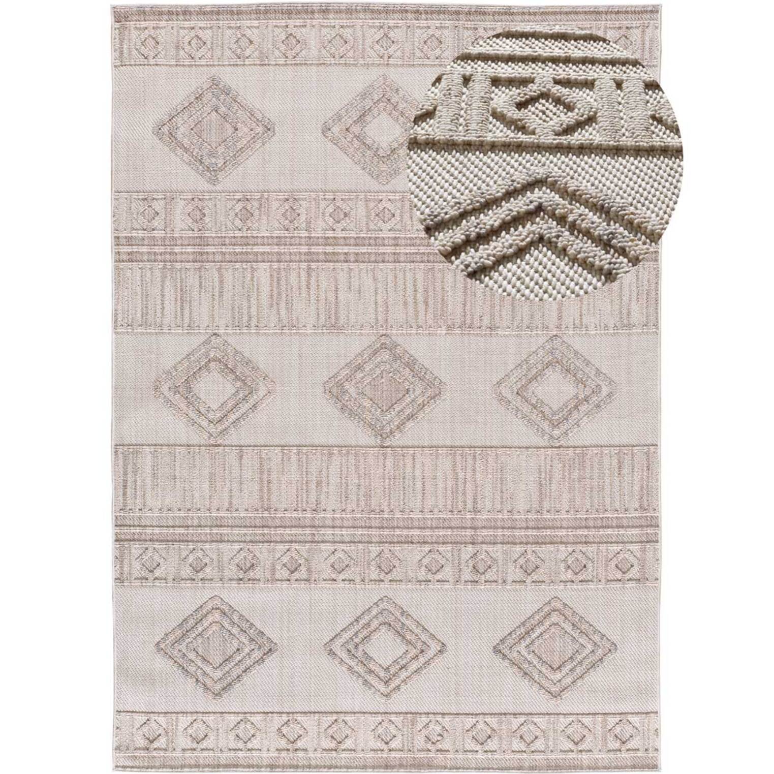 ELEMENT Alfombra étnica con relieve en color beige, varias medidas disponibles.