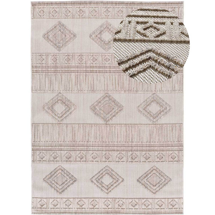 ELEMENT Alfombra étnica con relieve en color beige, varias medidas disponibles.