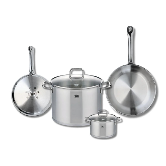 Set de 2 Poêles de cuisson 24 et 28 cm et 2 faitouts 14 et 26 cm Elo Profi Citrin