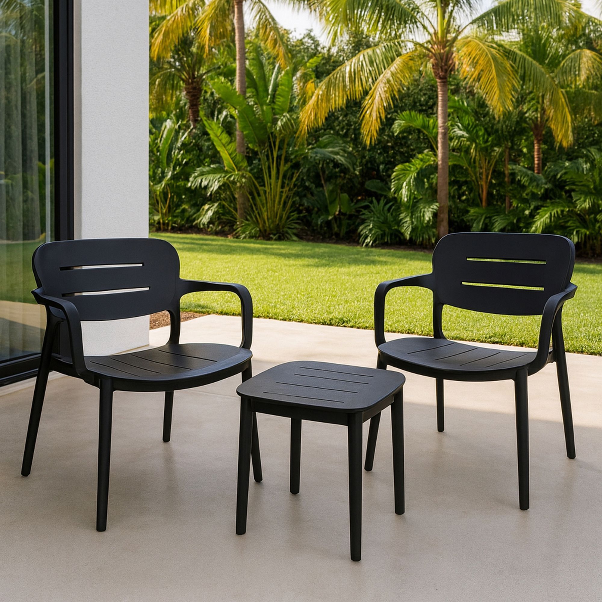 Salon de jardin en polypropylène noir SUNSET