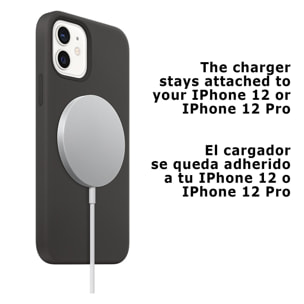 Cargador magnético para iPhone 12 / 12Pro. Compatible con carga inalámbrica Qi convencional.