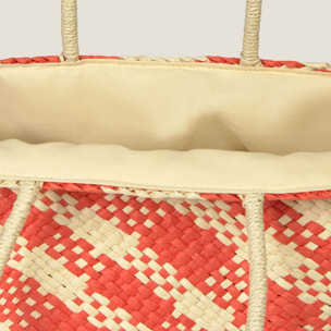 Bolso de playa mimbre Zani color teja coral Fibras naturales