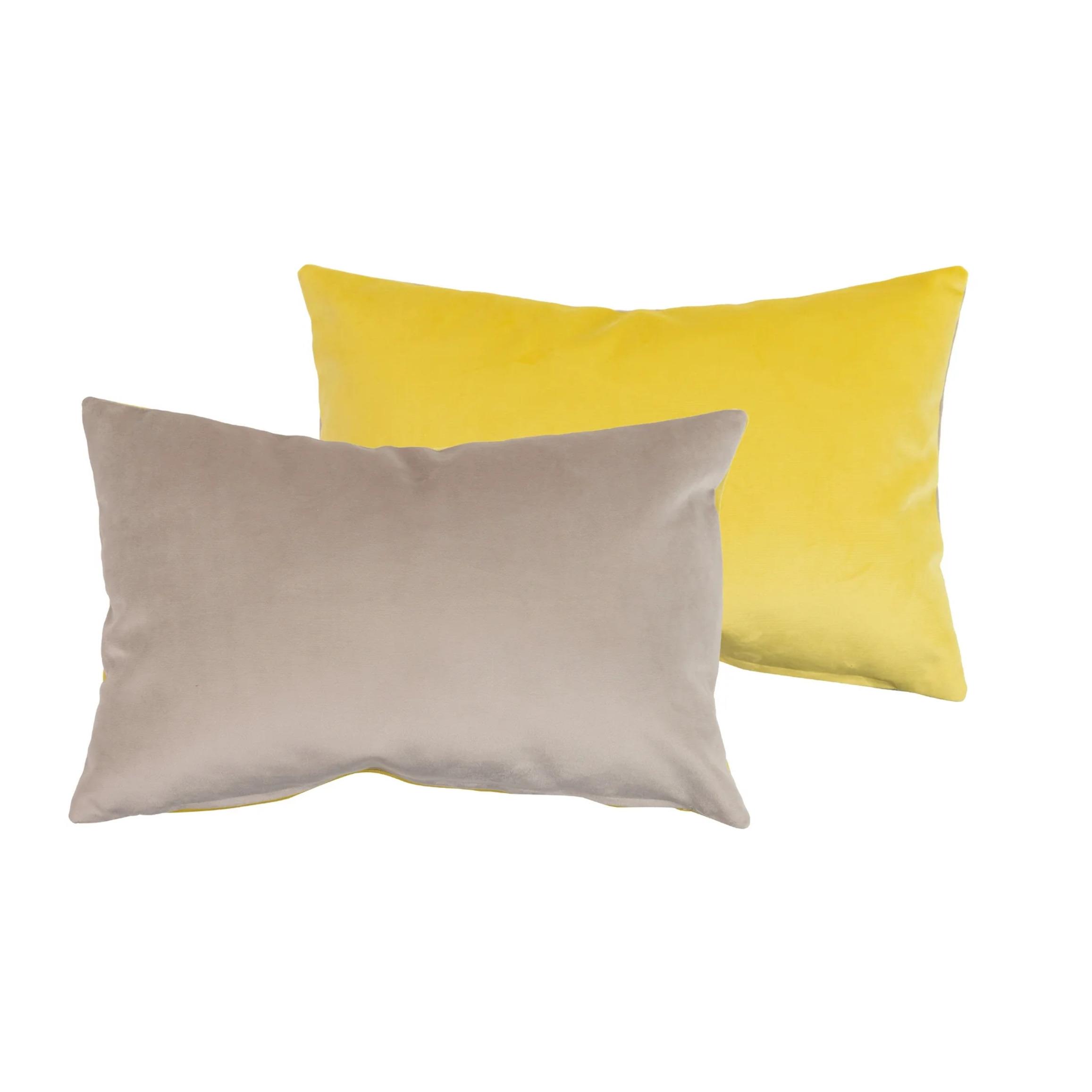 Cojin Velvet Gris Amarillo 45x13x30 Cm