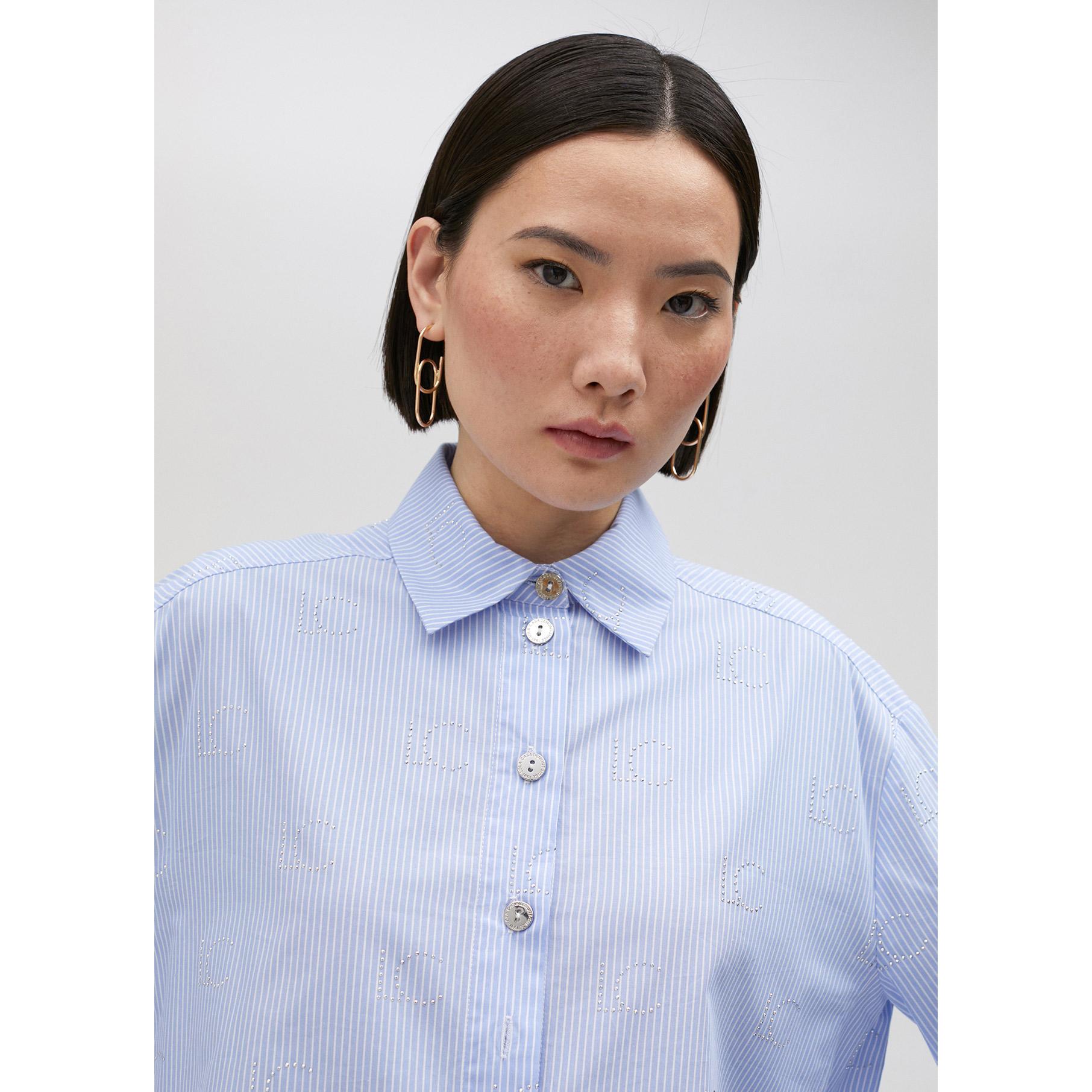 Camicia righe con logo di strass