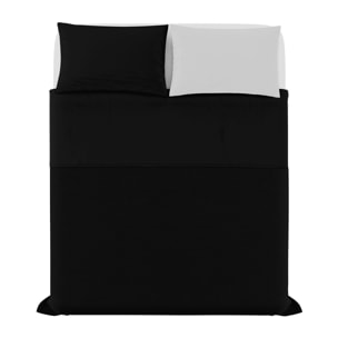 COMPLETO LETTO NATURAL COLOR, 100% Cotone, Made in Italy - NERO/GRIGIO CHIARO
