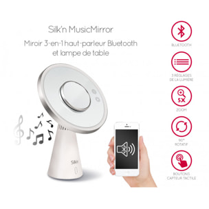 Music Mirror miroir 3-en-1 haut-parleur Bluetooth Silk'n MLB1PE1001