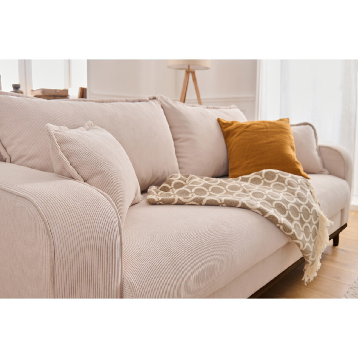 Albane - canapé 3 places - en velours côtelé - Beige
