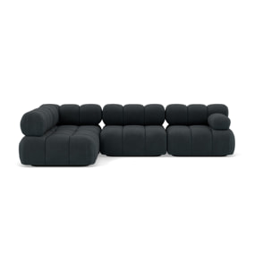 Ruby - canapé modulable d'angle gauche 5 places en velours texturé - Noir