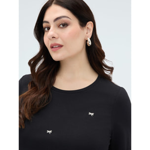 Fiorella Rubino - Camiseta de algodón con charm de libélula - Negro