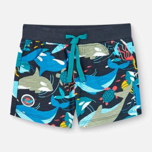 Bermudas estampadas niÃ±o, algodÃ³n, gris oscuro