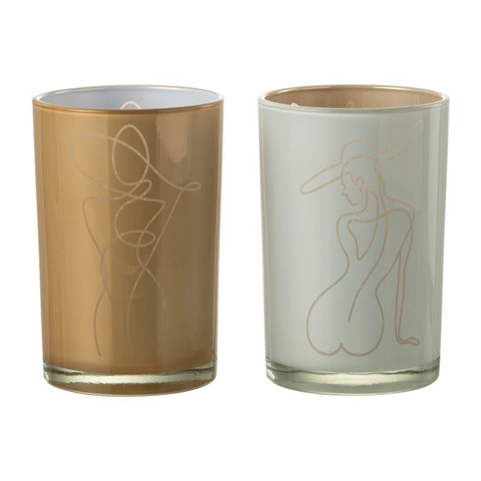 J-Line photophore Lady - verre - mix - large - 2 pcs