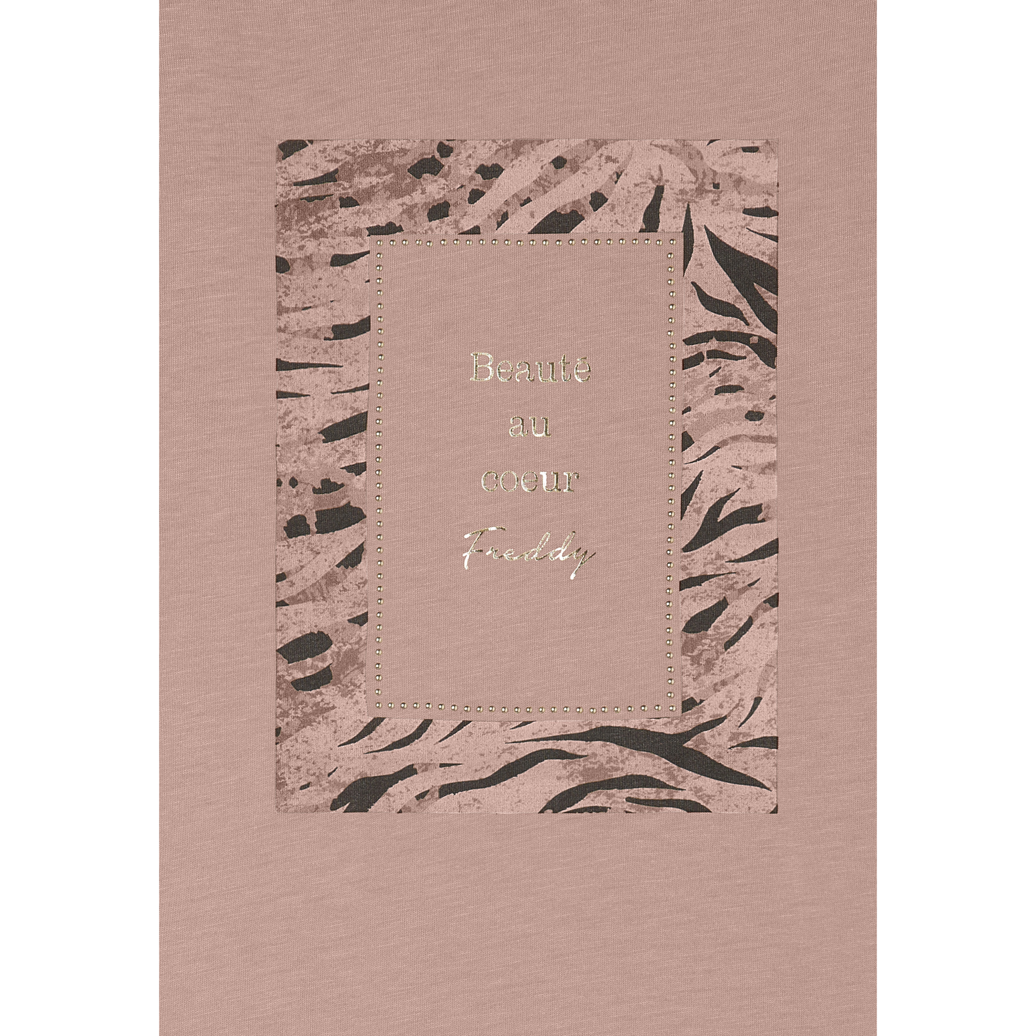 T-shirt regular fit con grafica e borchie dorate