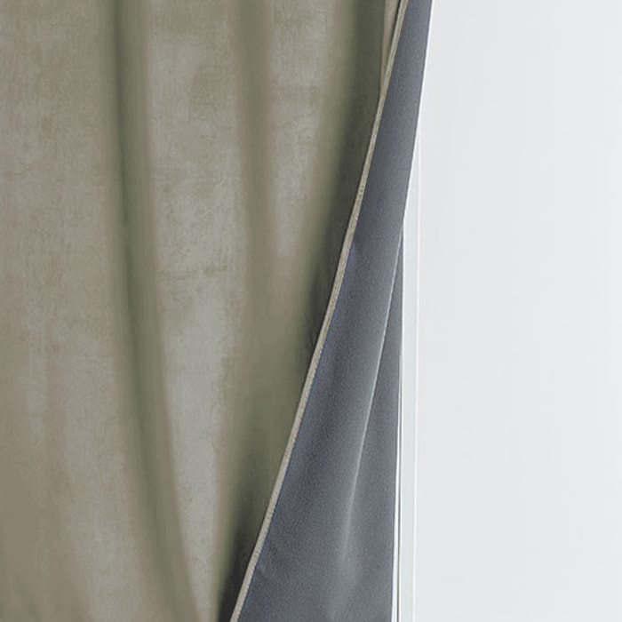 Rideau isolant et occultant en velours doublé polaire - Beige