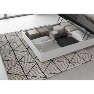 Letto matrimoniale francese contenitore 140x200 testata dritta con doghe bianco frassino Ankel