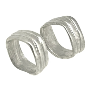 Pareja de anillos cuadrados Lineas plata de ley 10µ