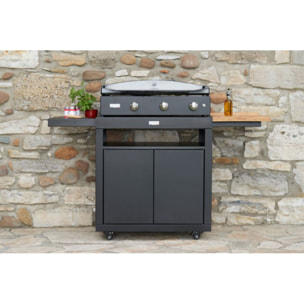 Plancha gaz LE MARQUIER Pure 375 Noir 3 brûleurs à poser, 75x40 cm