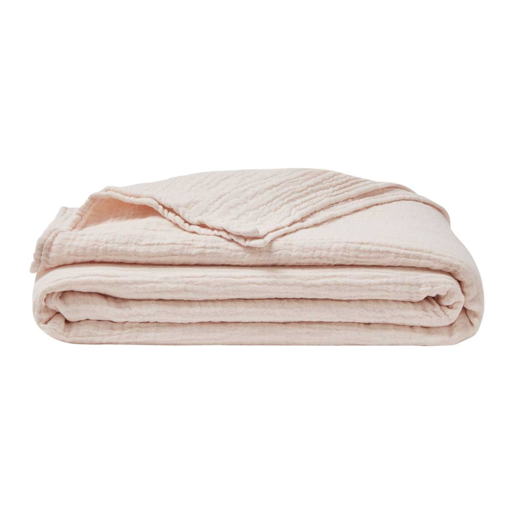 Couvre lit uni en gaze de coton, JAZZY, Rose pétale