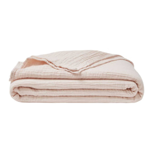 Couvre lit uni en gaze de coton, JAZZY, Rose pétale