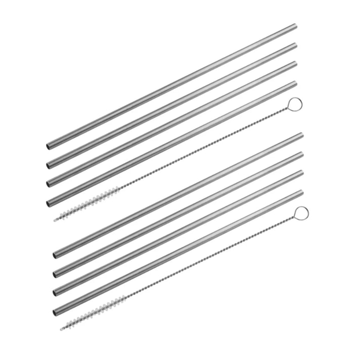 Lot de 8 pailles en inox avec 2 goupillons de nettoyage 24 cm Fackelmann Bar Concept
