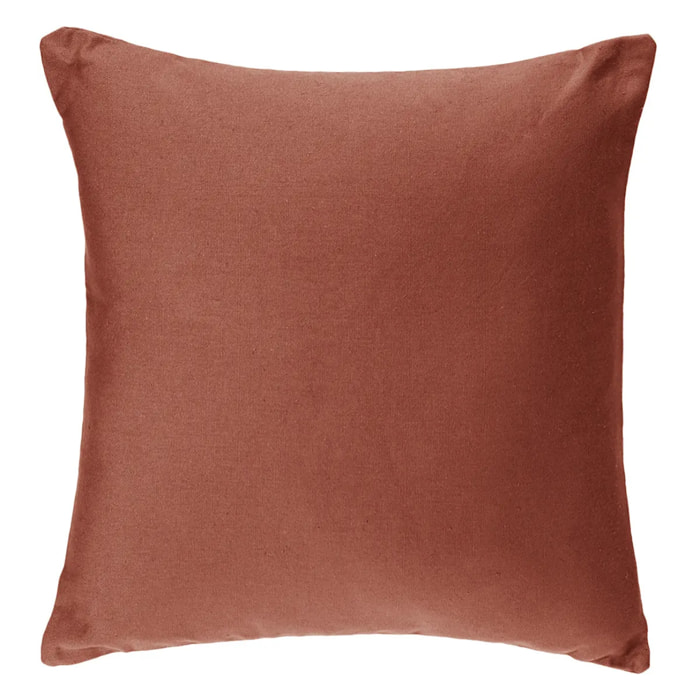 Coussin déhoussable coton rose terracotta 38x38cm
