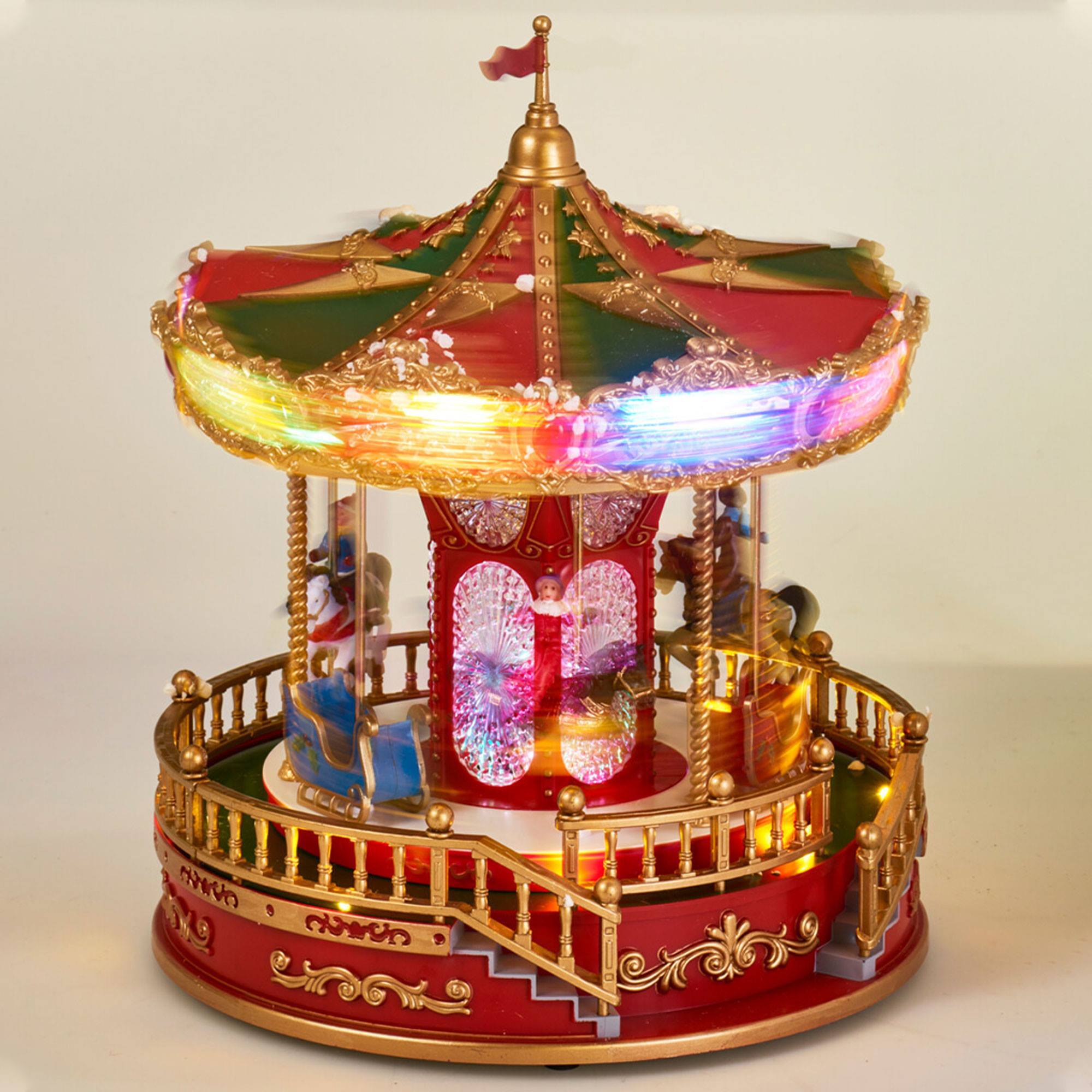 Carrusel de navidad led con música y movimiento 23,2x23,2x28,3cm