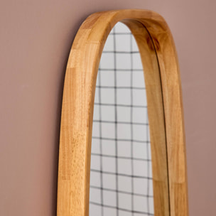 Miroir rectangulaire JAMIE en bois d'hévéa. bords arrondis. couleur bois clair. 120 cm