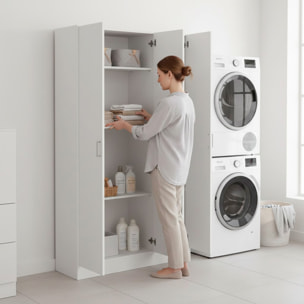 Armadio Multiuso Con 3 Ante Battenti E Ripiani Interni Design Moderno Salvaspazio Armadietto Mobile Camera Da Letto 140.25 x 36 x 180.9 cm Bianco