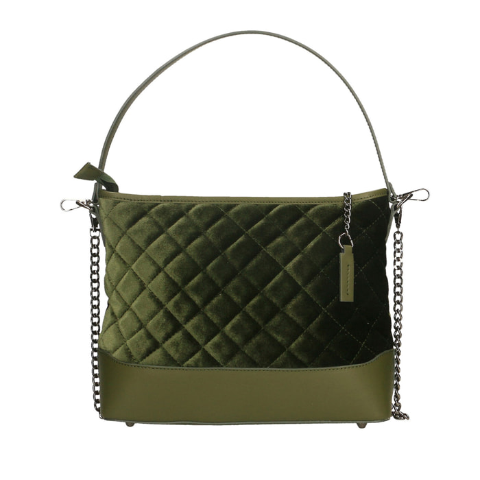 Borsa a spalla da donna In Velluto Made in Italy 31x25x11 cm