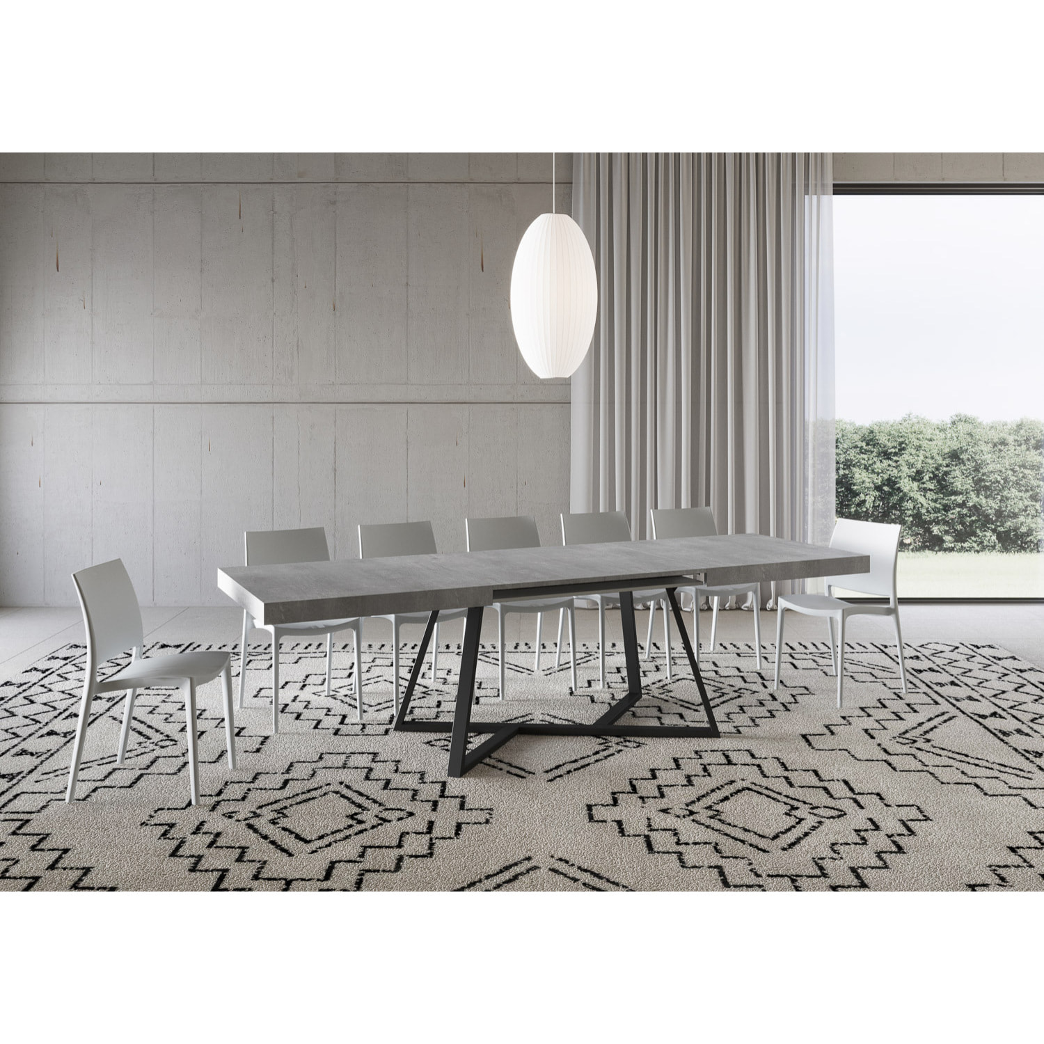 Mesa extensible 90x180/284 cm Booster cemento patas antracita