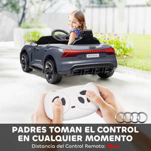 Coche Eléctrico para Niños de +3 Años AUDI RS e-tron GT Coche de Batería 12V con Mando a Distancia Faros LED Bocina Música USB y Apertura de Puerta 3-5 km/h Gris