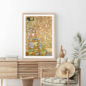 Affiche Study for Expectation par Gustav Klimt Affiche + cadre en bois - Chêne