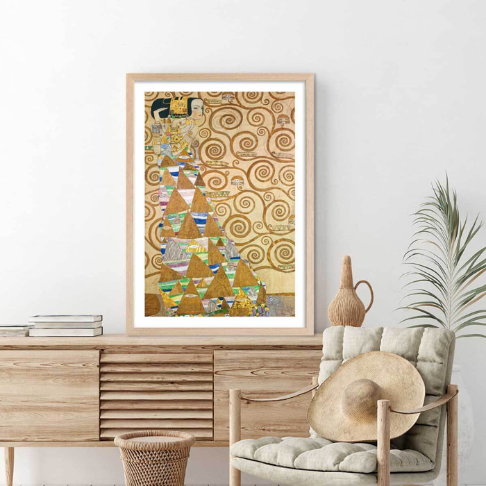 Affiche Study for Expectation par Gustav Klimt Affiche + cadre en bois - Chêne