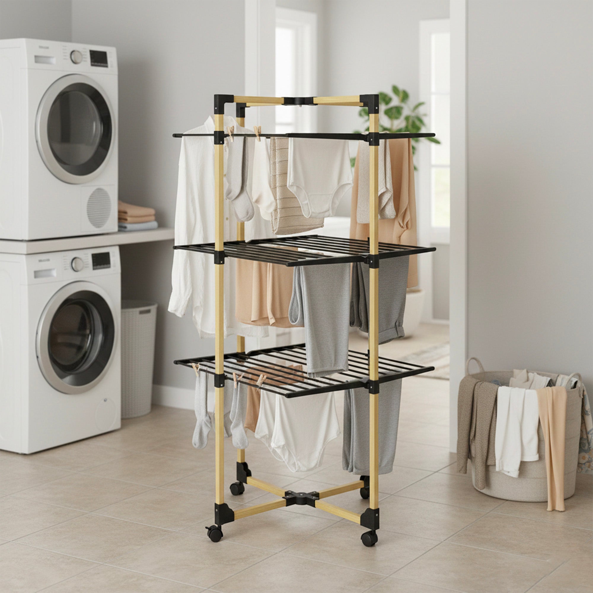 Séchoir à linge tour WILLIS 30M bois 3 niveaux