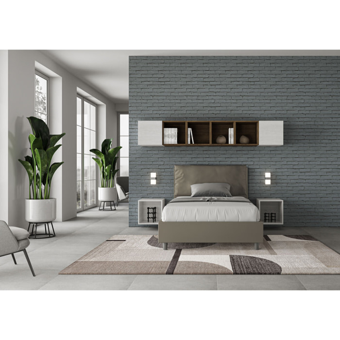 Letto una piazza e mezza senza rete imbottito 120x190 similpelle cappuccino Antea Large