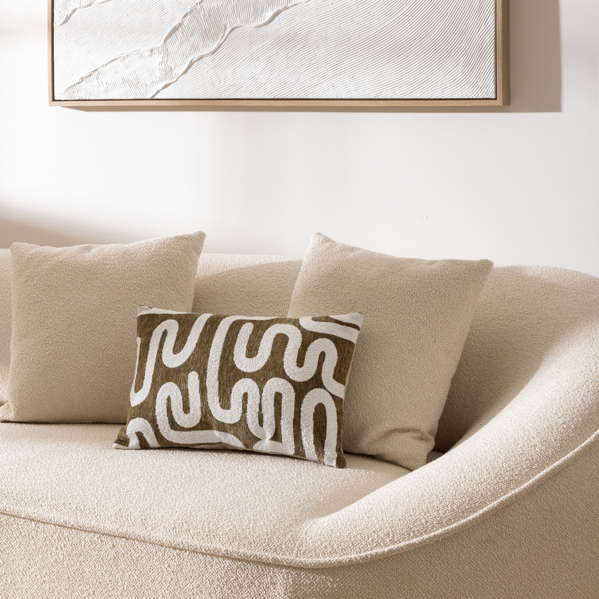 Housse de coussin Jeni chenille vert kaki 50x30cm