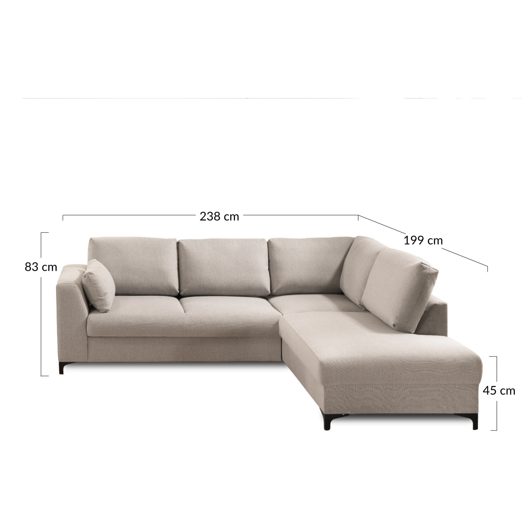 Tala - canapé d'angle droit - convertible - 5 places - en tissu - Gris foncé