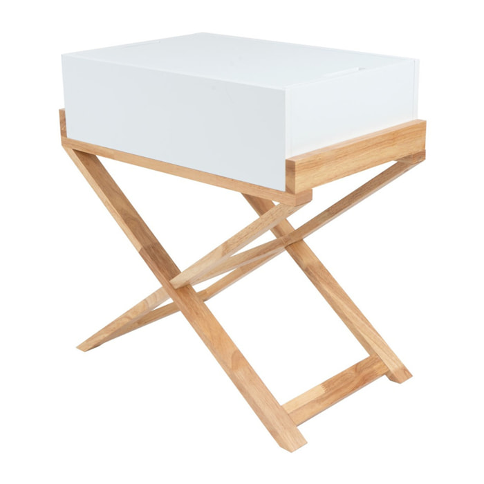 Mobiletto Valerie in legno di caucciù e MDF bianco