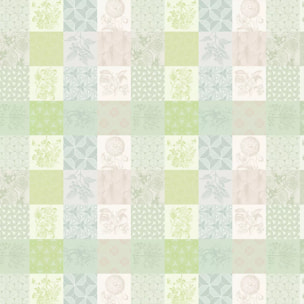 Nappe pur coton motif jacquard beige vert Mille parfums verde