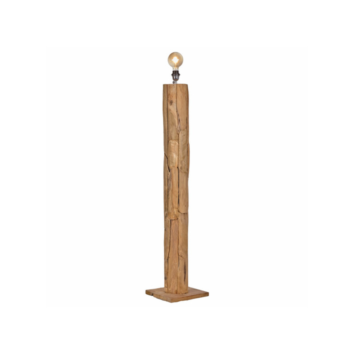 Lampadaire morceaux de teck exotique naturel assemblés - PONGO