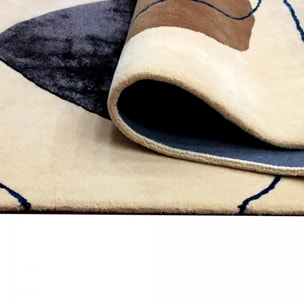 Tapis Cevi, tufté main en laine et viscose, doux, soyeux et épais