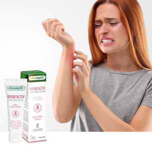 OLIOSEPTIL - Repar'activ - Crème triple action - Aide à Apaiser, Répare et Protège la peau - Adaptée aux Peaux Sensibles - Vegan - Tube 50 ml