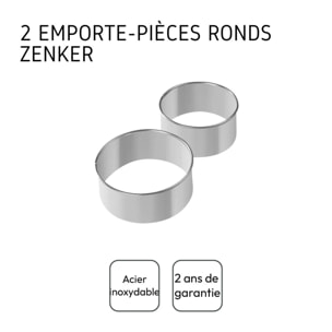 Lot de 2 emporte-pièces ronds pour beignets en inox Zenker Emporte-pièces