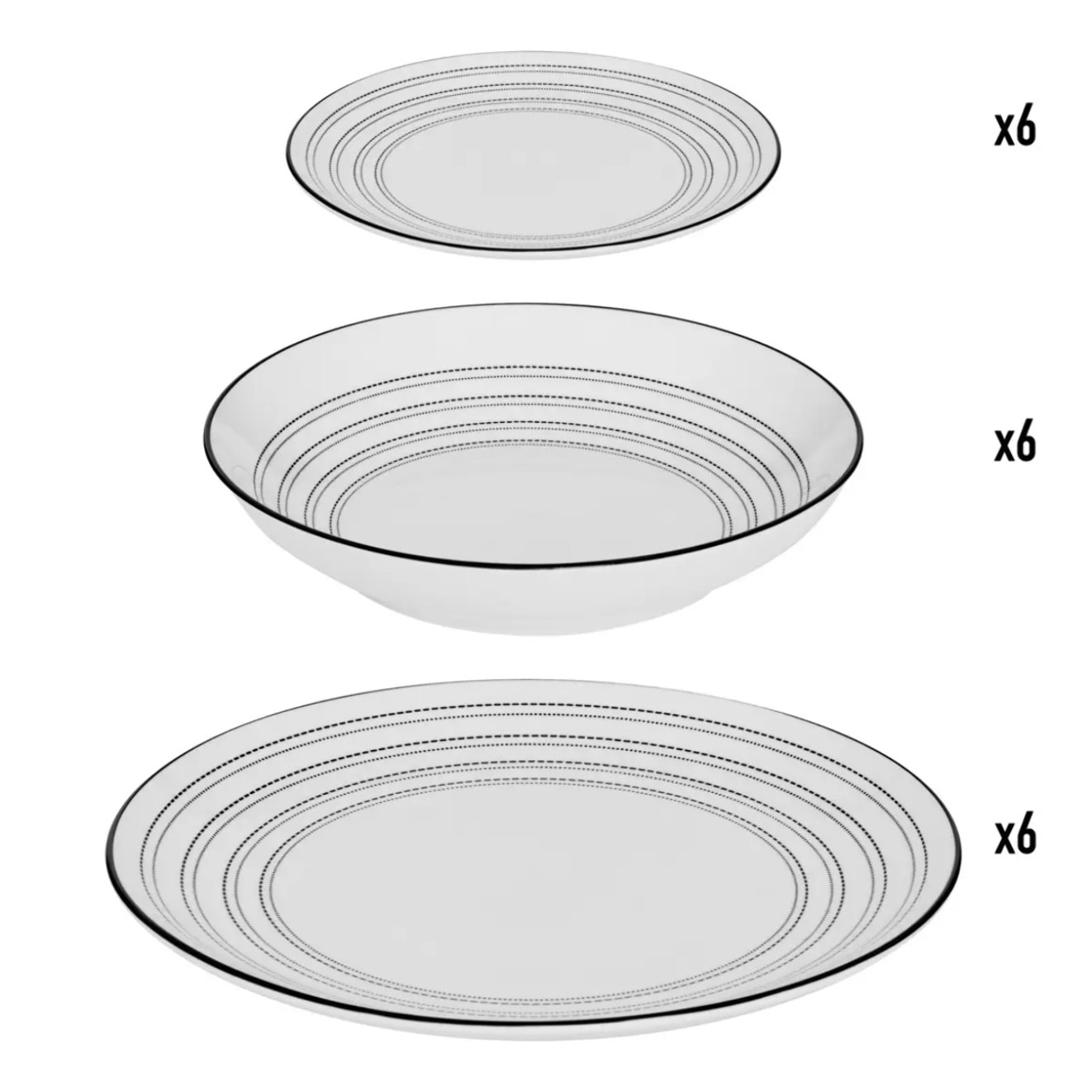 Service de table Lunova 18 pièce(s) blanc D26,6xH2,6cm