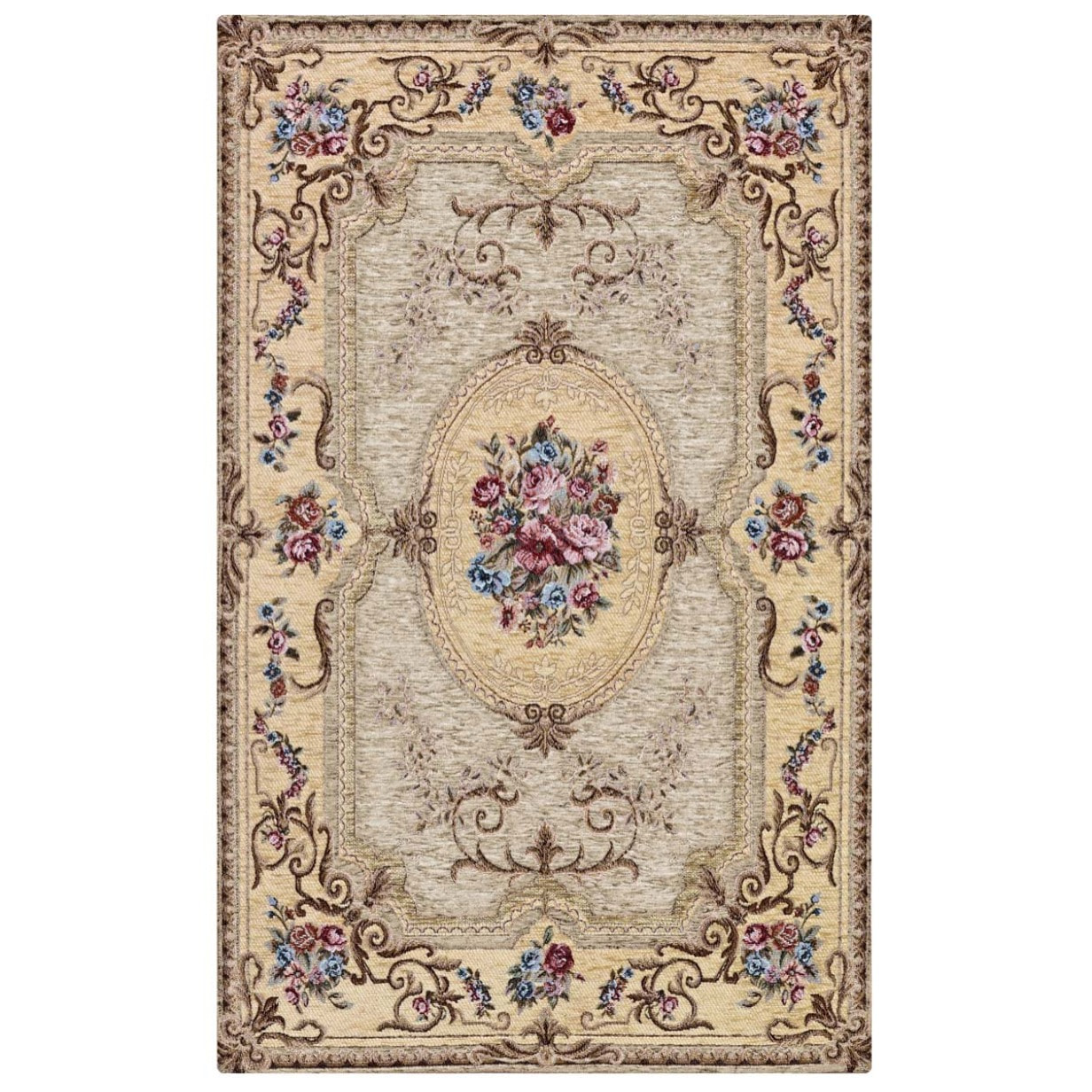 Tappeto Salotto Aubusson Classico Tortora