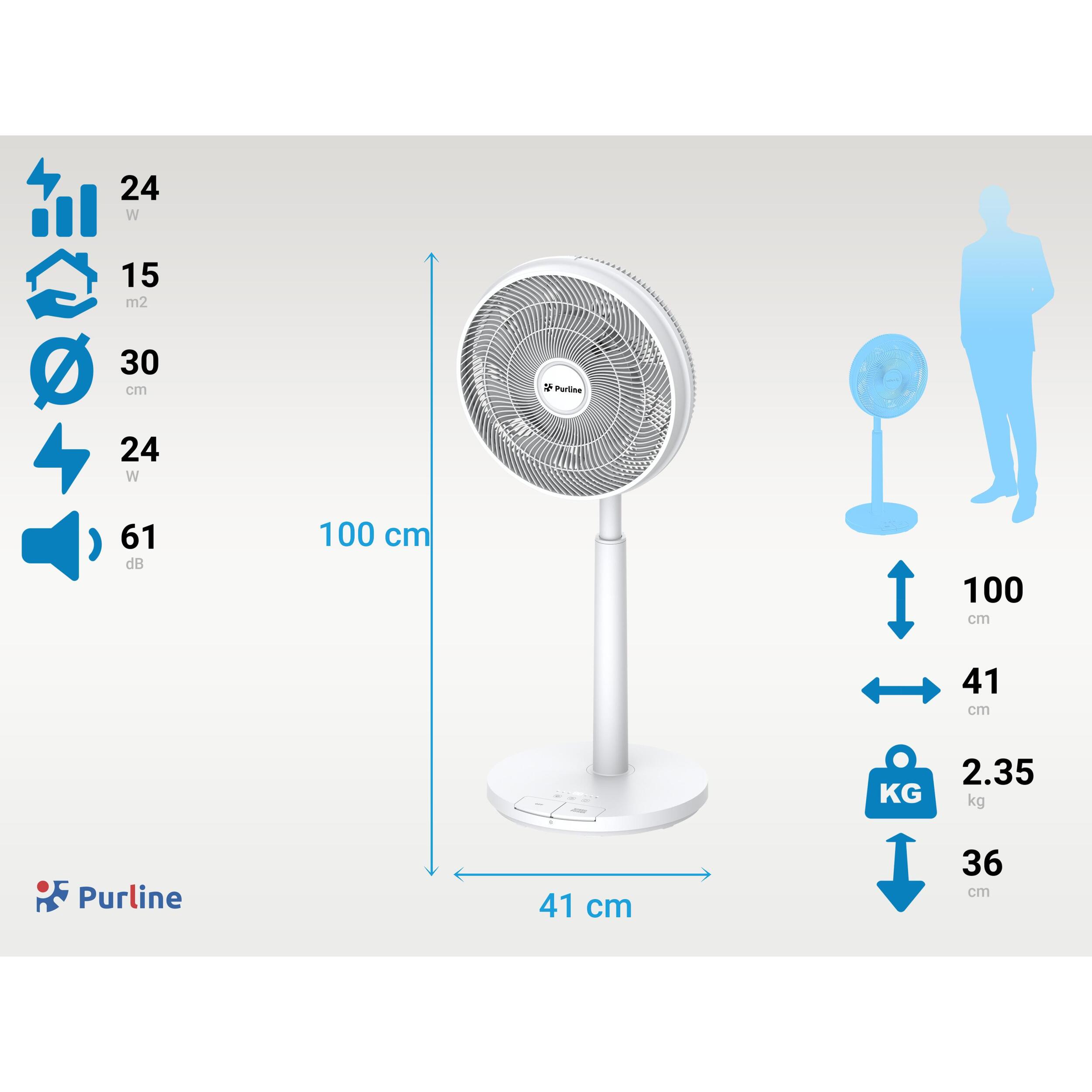 Ventilador de Pie DC con batería y 9 aspas VENTY MOBILE PURLINE