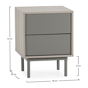 Mesita de noche Cuzco 2 cajones color Roble/Verde