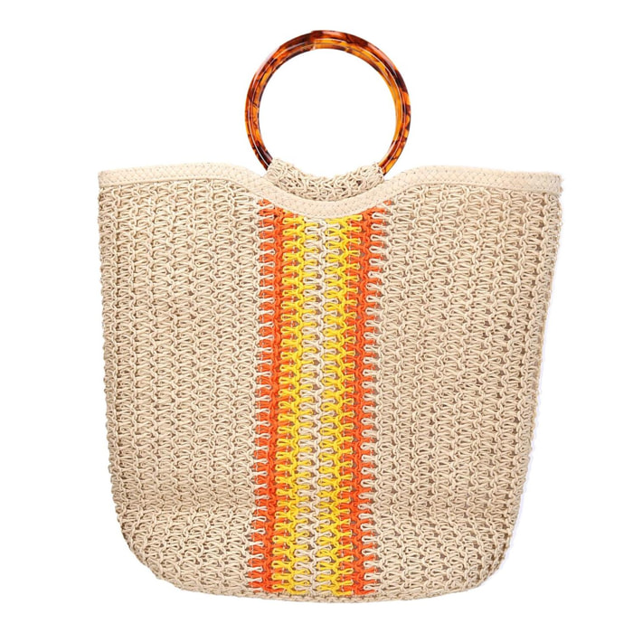 Borsa crema e giallo cm38x15h33/45