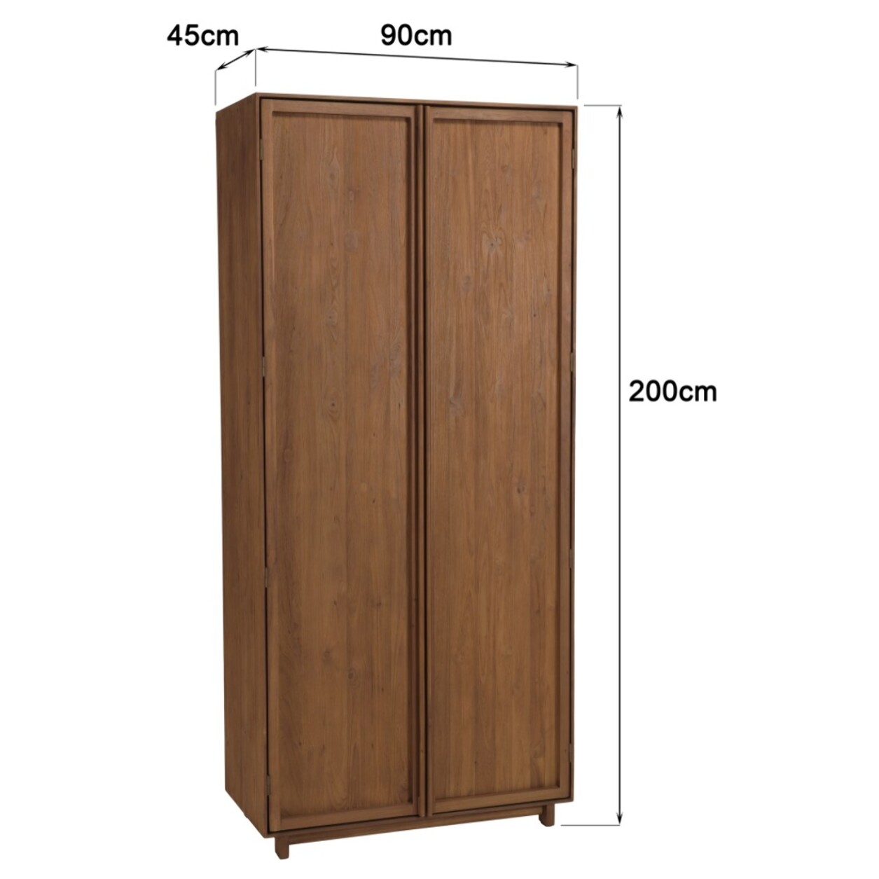 SIXTINE - Armoire 2 portes 90x200cm en bois de teck recyclé