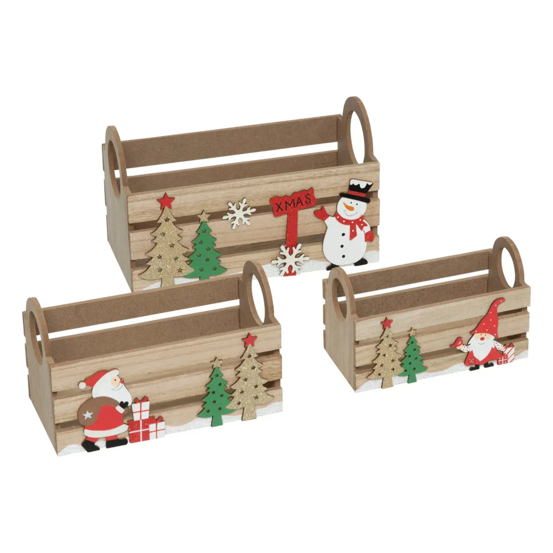 Cagette bois déco x3